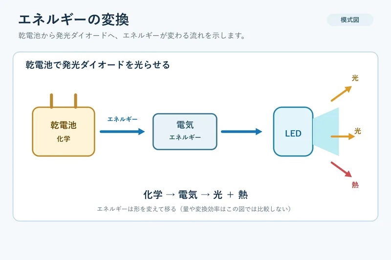 エネルギーの変換（中学校3年理科「運動とエネルギー」の図）