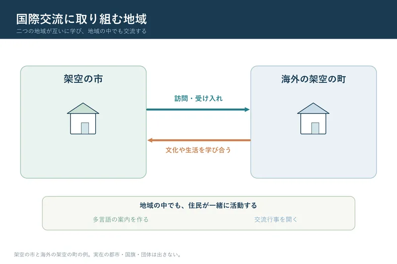 国際交流に取り組む地域（小学校4年社会「県内の特色ある地域の様子」の図）